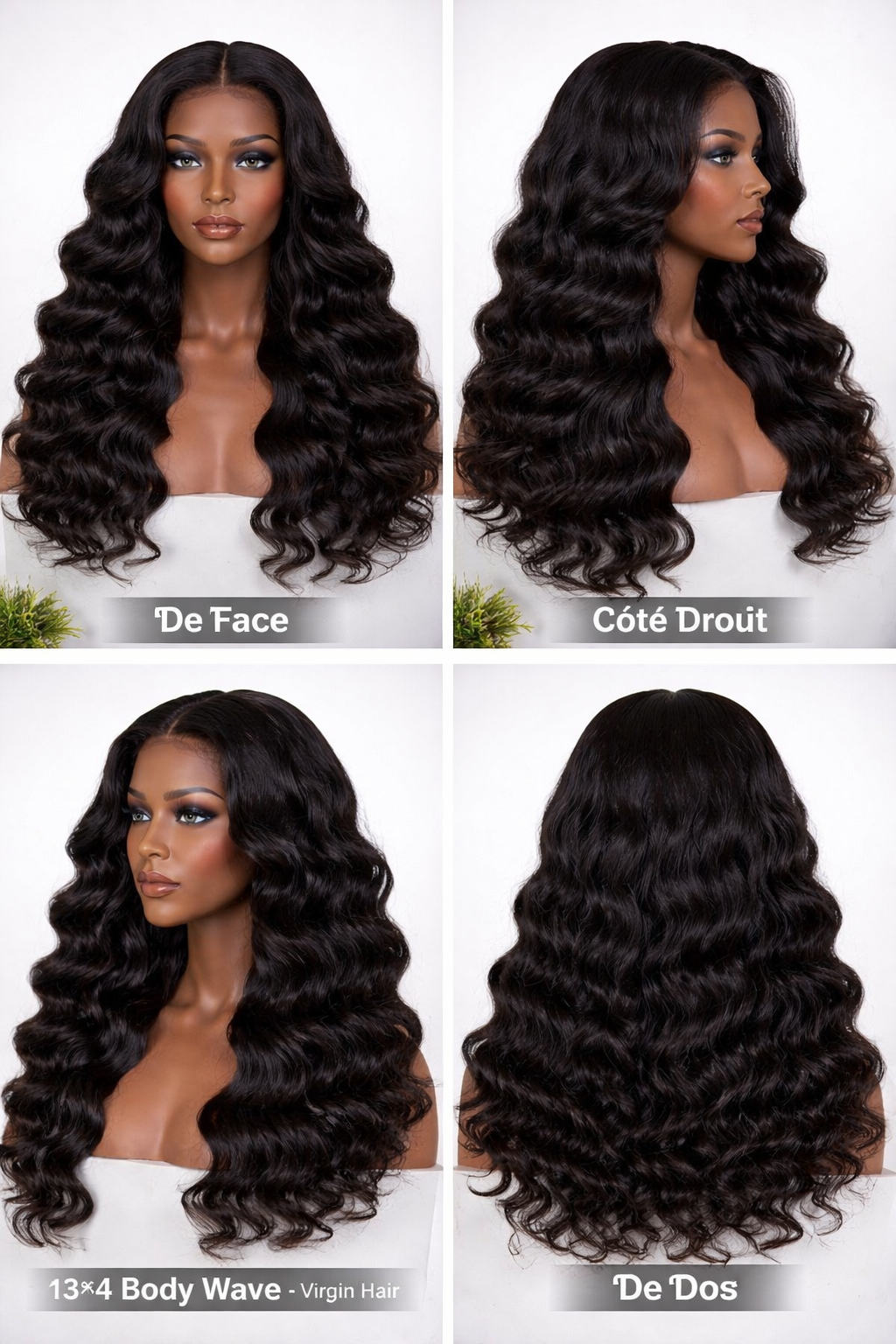 Perruque Lace Front 13×4 Deep Wave – 100% Cheveux Humains – Livraison 48h
