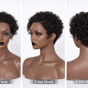 Perruque Pixie Curly Courte – 100% Cheveux Humains – Légère & Confortable – 50 €