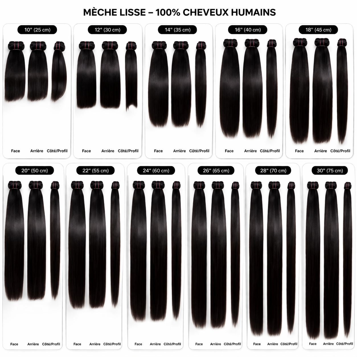 Bundle Mèche Lisse Double Drawn – 100% Cheveux Humains – Tissage France – Image 3
