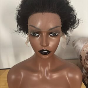 13*4 Pixie Curly Natural Black Wig