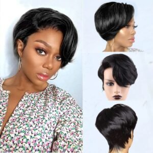 13*4 Pixie Straight Natural Black Wig