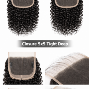 Closure Lace 5×5 Tight Deep – Boucles Profondes 100% Humain – France